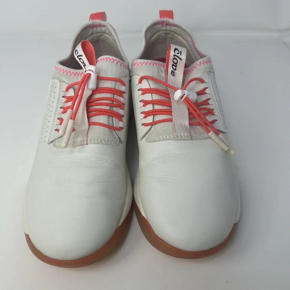 Clove Women's Classic Fuscia Fade Nursing Sneaker Sz 7.5 White Leather‎